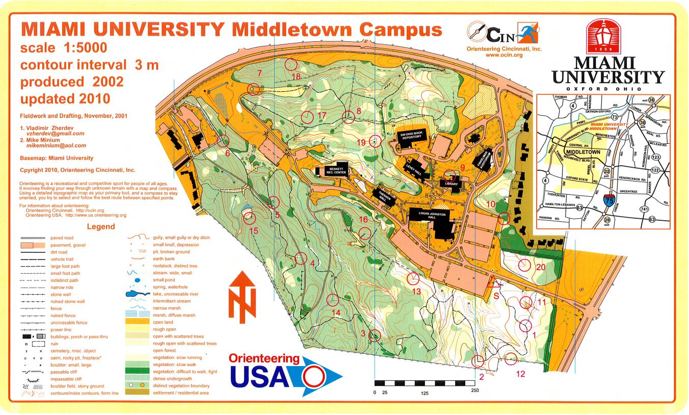 Miami University Middletown Nature Trail and Campus Map